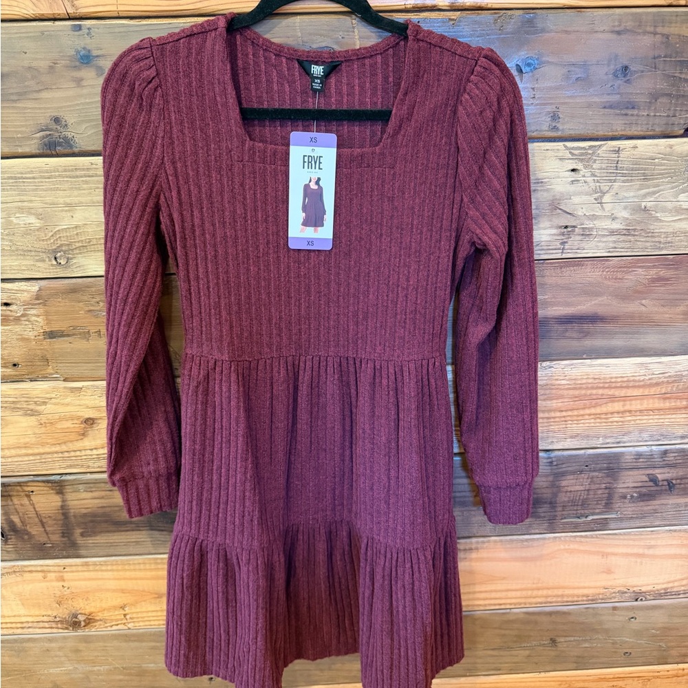 Frye Maroon Ribbed Knit Dress